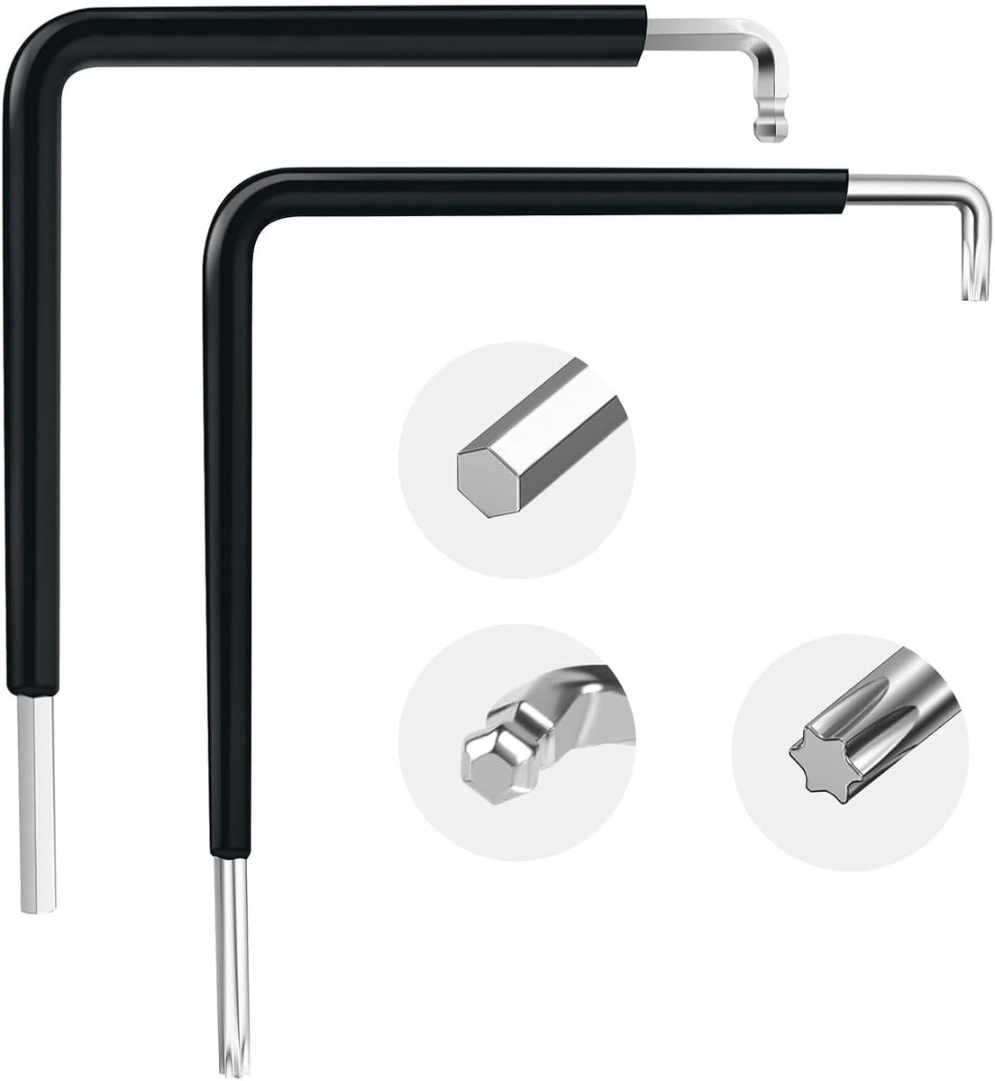 2 stuks instelgereedschap met krimpfolie, vensterverstelling, gereedschapssets 4 mm binnenzeskant en Torx TX15 instelsleutel, gebogen dubbele inbussleutel voor raammontage