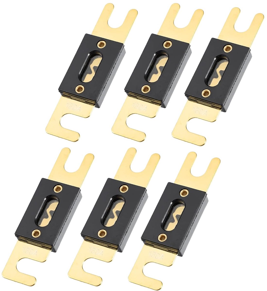 Autohaux 6 stuks 180A vergulde ANL-zekering, universeel geschikt voor