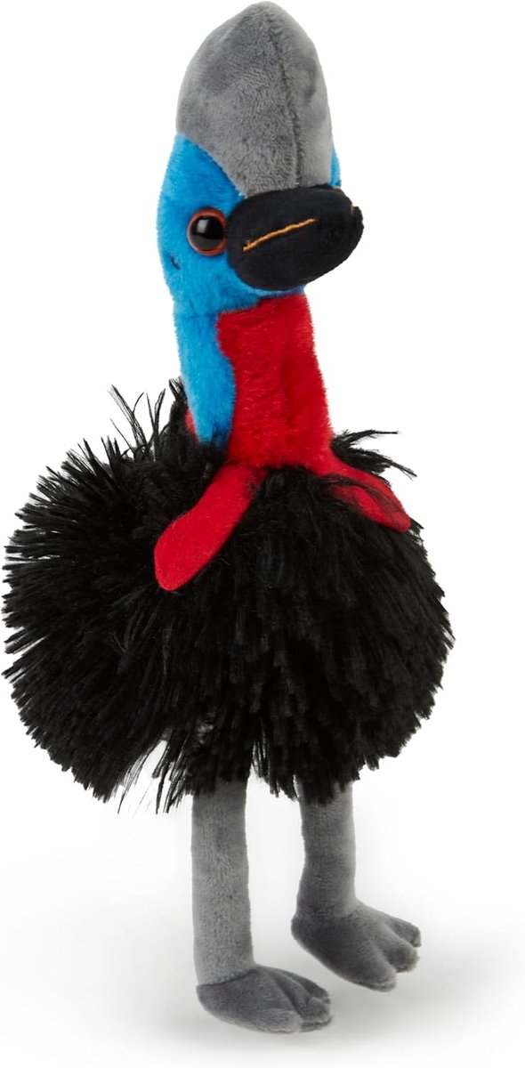 Co Pluchen kasuaris-knuffeldier, 20 cm hoog, zachte en knuffelbare safari-metgezel voor kinderen, perfect voor jonge dierenliefhebbers