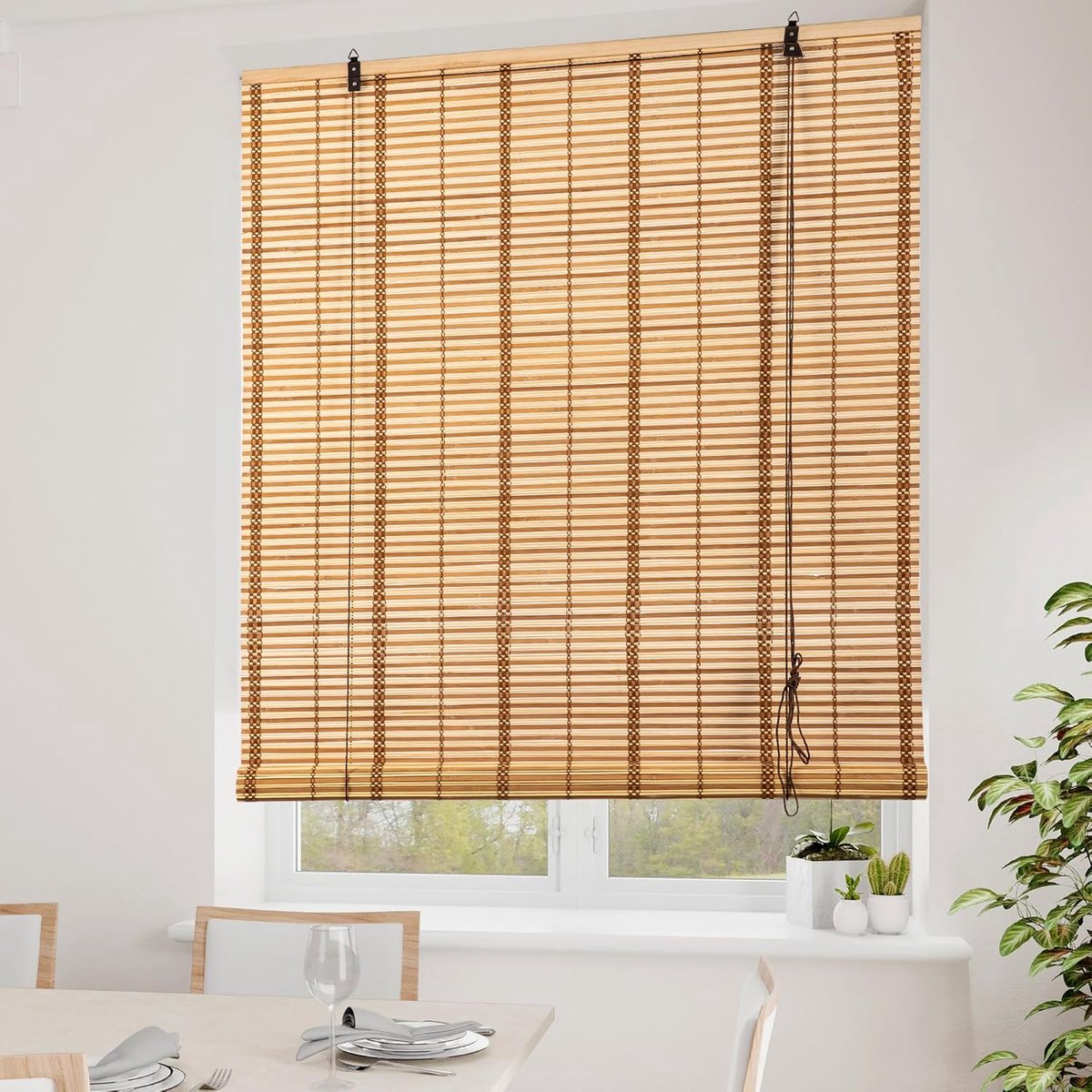 SnelShoppen - Bamboo Rolgordijn 80x160cm - Natuurlijke Bamboe Blinds voor Zonwering en Privacy - Ideaal voor Balkon, Restaurant, Keuken en Porch