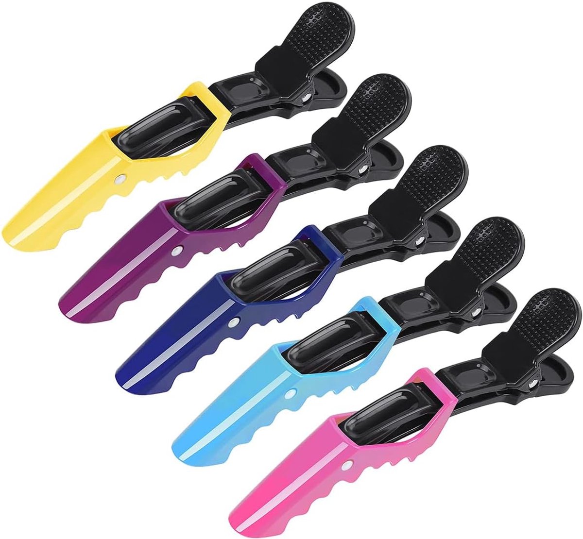 professionele haarstylingclips voor de salon, krokodillenhaarclips met antislipgrip en brede tanden, kappersbenodigdheden voor de meeste haartypes (5 kleuren)