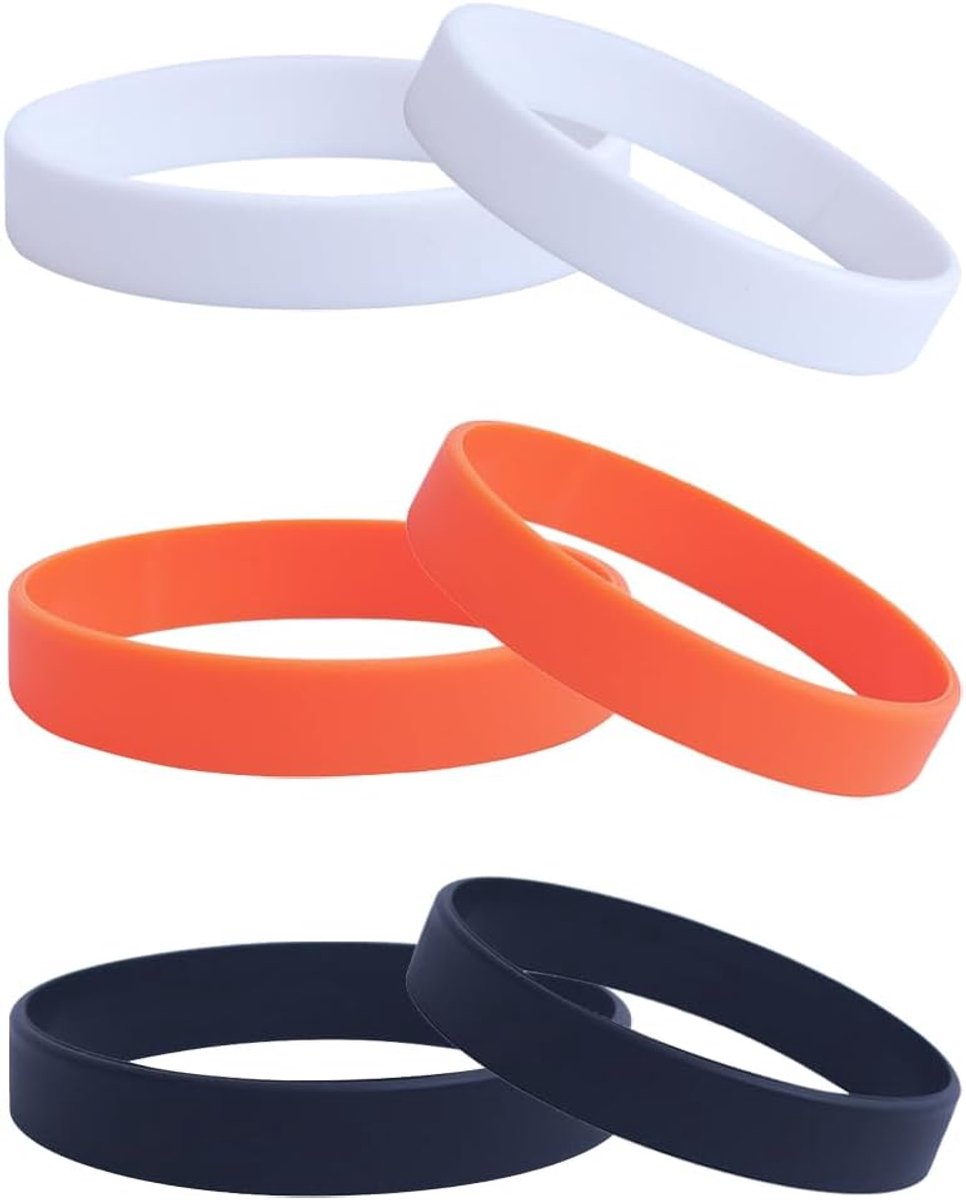 6 Stuks Effen Gekleurde Siliconen Sport Polsband Armbanden Oefening