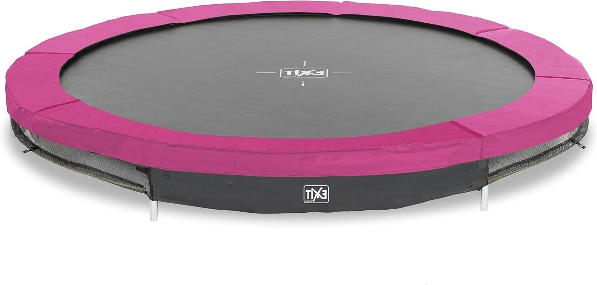 Grondtrampoline Rond - Inbouw trampoline Tuin - Buiten spelen - Voetbeschermingssysteem - 305 cm - Roze