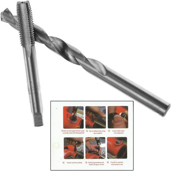 M6 M8 M10 M12 M14 Helicoil Car spoel gereedschap M10 x 1,25, 20 stuks — afbeelding 2