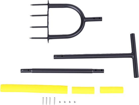 Gazonbeluchter Tool - Grasbeluchter Bodemluchter - Gazon Onderhoud - 4 Diepe Metalen Spikes - 38 inch Lengte - Zwart — afbeelding 5