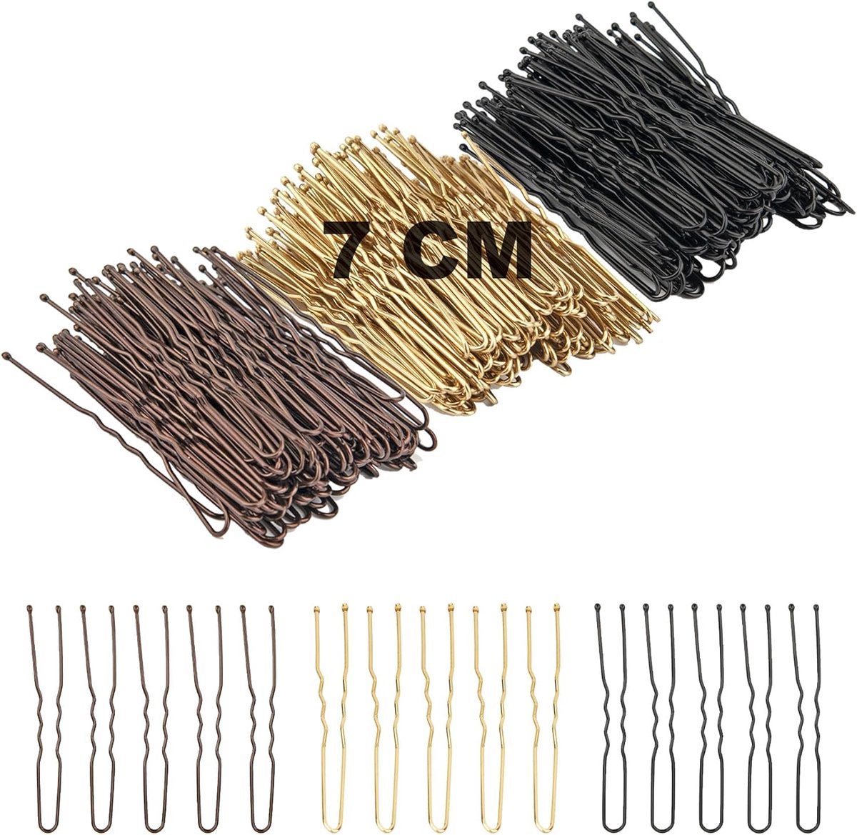 150 Stuks Gemengde U-vormige Haarklemmen 7cm | 150 stuks gemengde U-vormige haarklemmen met opbergdoos. Voor dik haar. Geschikt voor kapsalon en bruiloft.