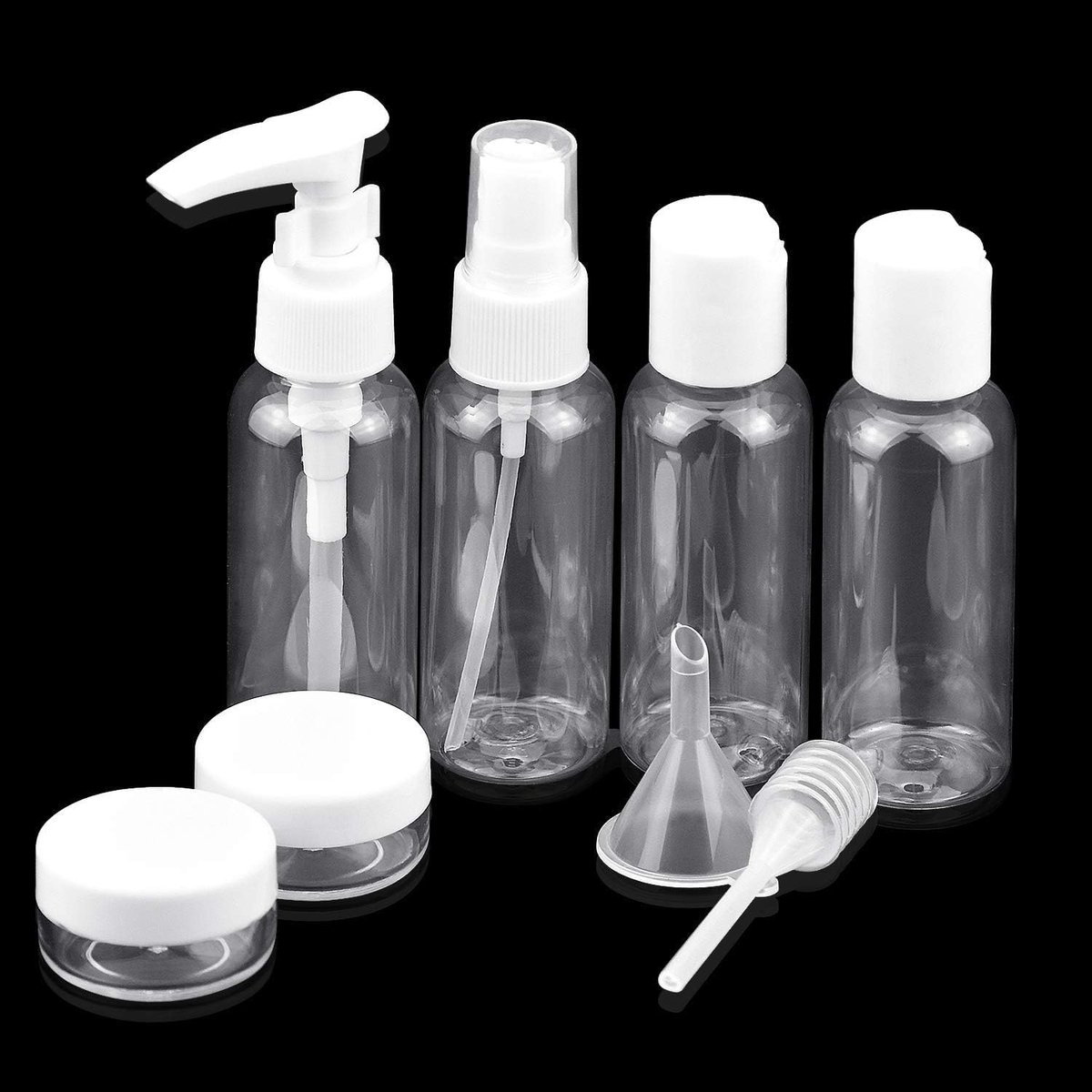 SnelShoppen - 9-delige Reisfles Set, Sprayfles Reisatomizer, Plastic Fles, Parfumatomizer, Lege Fles, Draagbare Reis Set, Ideaal voor Shampoo, Conditi