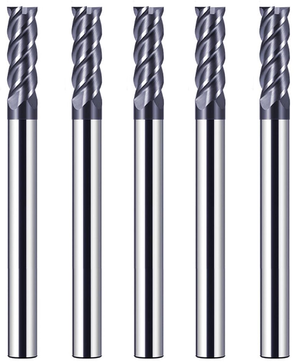 5 Stukken Hardmetaal Frees 4mm, 4 Tanden/4 Snijden Cnc frees, zwart