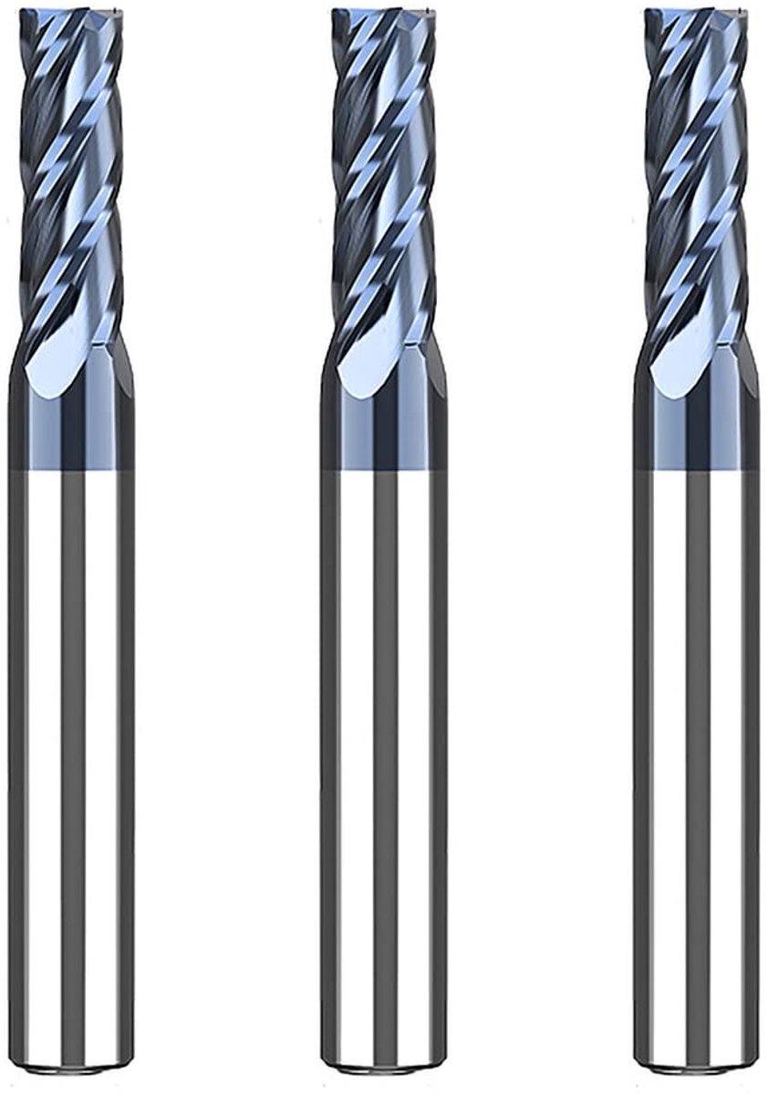 3 Stukken Hardmetaal Frees 5mm, 4 Tanden/4 Snijden Cnc frees, zwart
