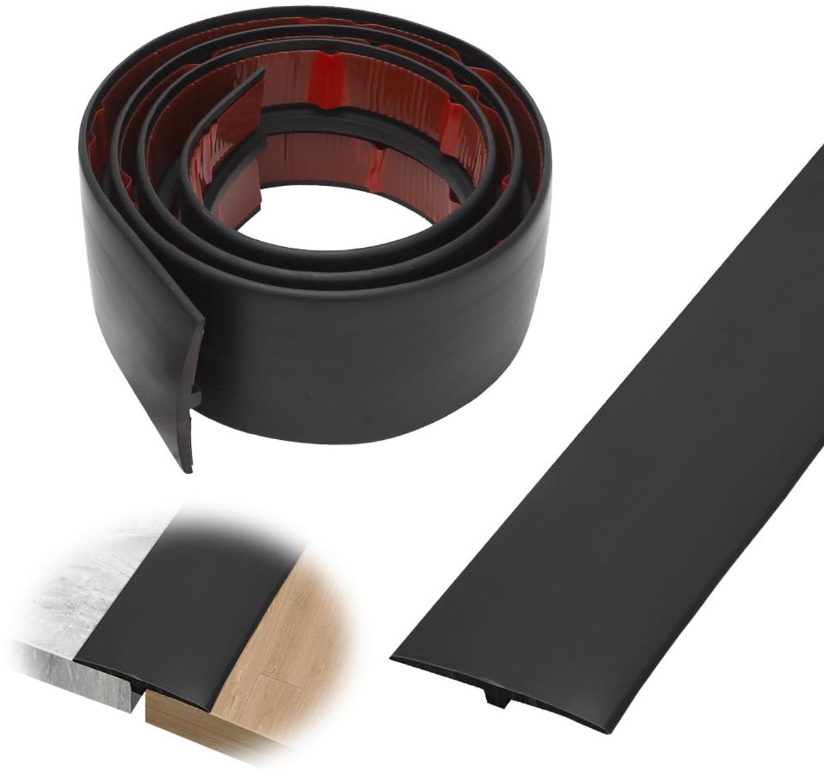 1 m x 5 cm overgangsprofiel, zelfklevend, pvc-deurdrempel, T-profiel