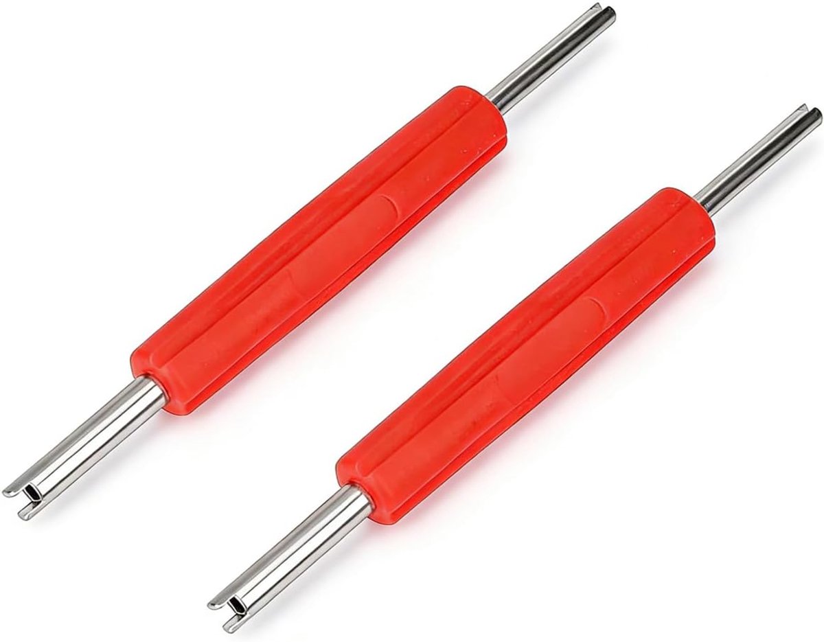 Ventielverwijderaar, 2 stuks roestvrijstalen ventielsleutel, autoventiel, bandenventiel, ventielverwijderaar, geschikt voor auto/motorfiets/fiets bandenreparatiegereedschap (rood)