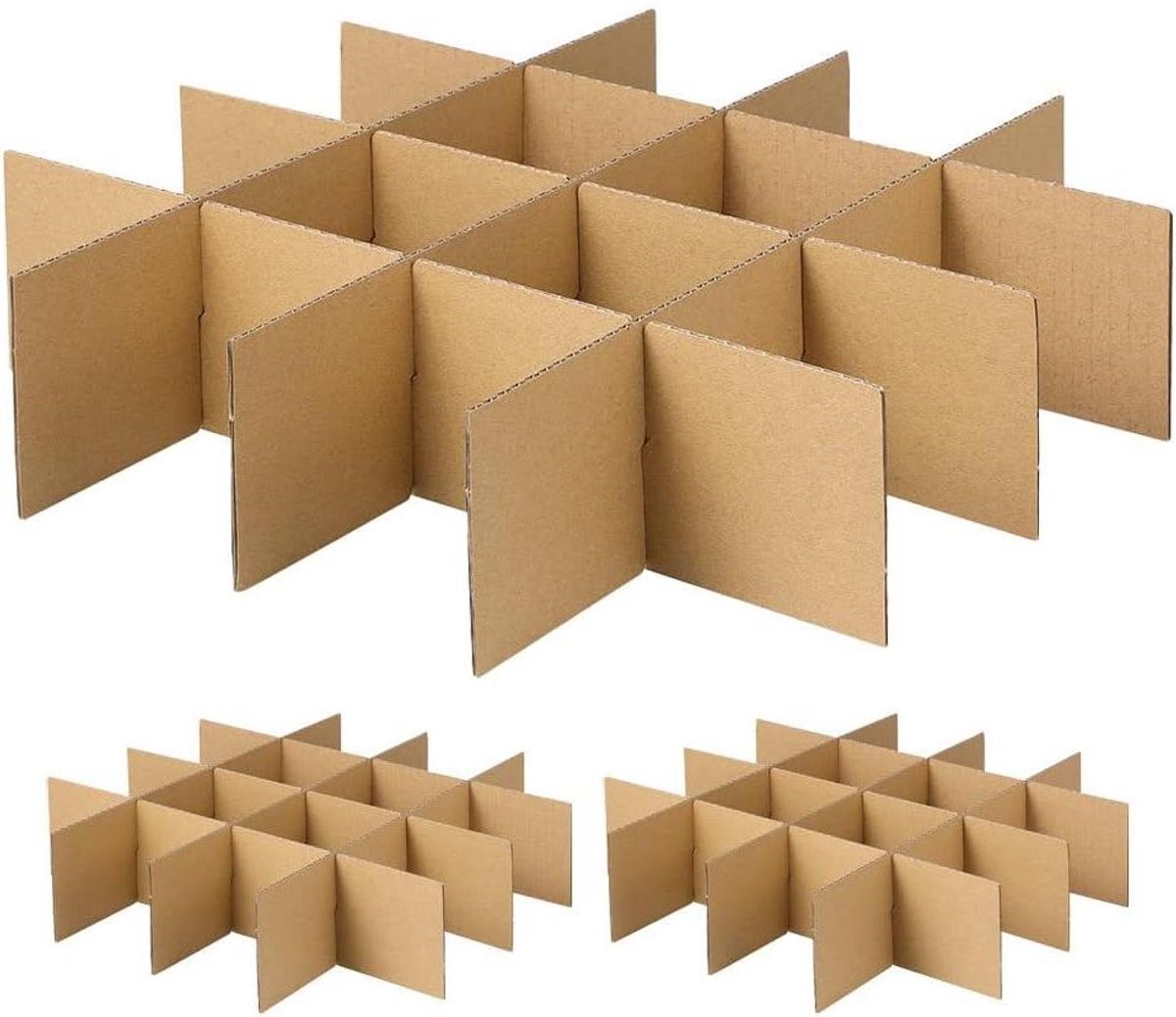 Glazen Tussenschotten - Kartonnen Inzetstukken - Verhuizen en Opslag - Beschermt Kwetsbare Items - 18 Stuks - Khaki