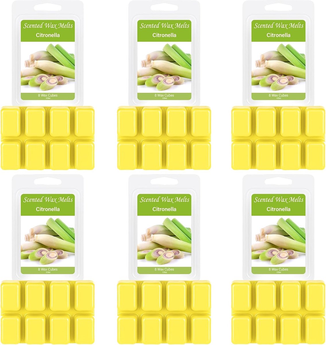 Geurwas voor geurlamp, 6 stuks, 7,5 ml, citroella, geurwaskussen, geurwas voor geurlamp, sojawas, waxmelts voor kaarswarmer, citroella, cadeauset voor zomer, kamergeuren, verjaardag