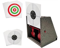BB Trap Met 20st Paper Target en Resetting Shooting Target Voor Airsoft Pellet Gun Rifle BB Gun | Schietdoel met resetmechanisme voor luchtgeweer, airsoft & BB-wapens, metalen schietdoel met kogelverzamelbox
