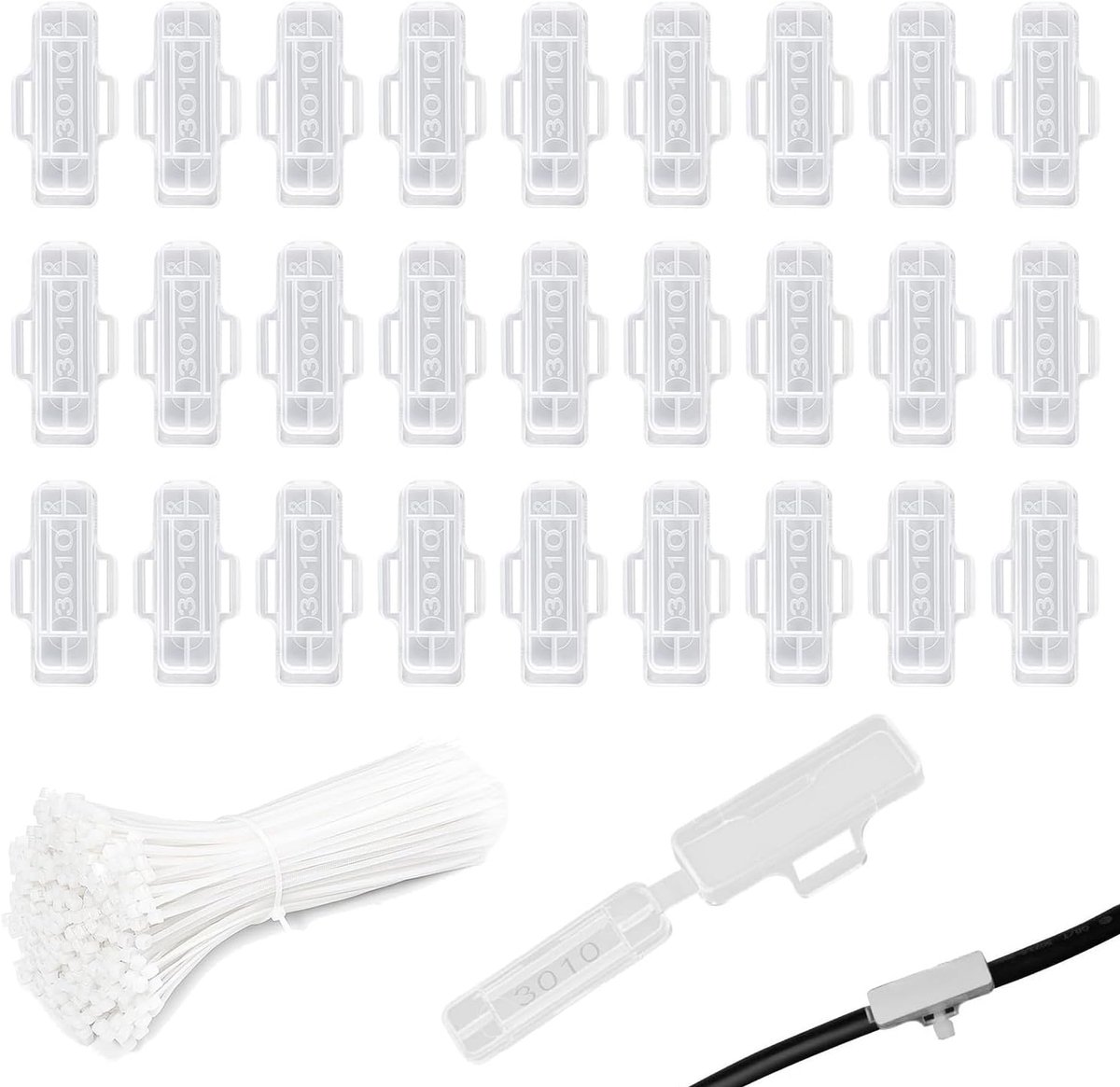 50 stuks kabelbelettering, kabeletiketten, herkenningsdoos met 50 stuks kabelbinders, kabellabelclips, waterdichte herbruikbare kabelmarkers voor markering en sortering