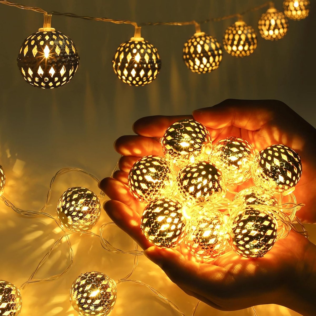 Fairy lights 20 LED - gouden ballen - batterijoperated - sfeervolle verlichting voor kinderkamer - SnelShoppen