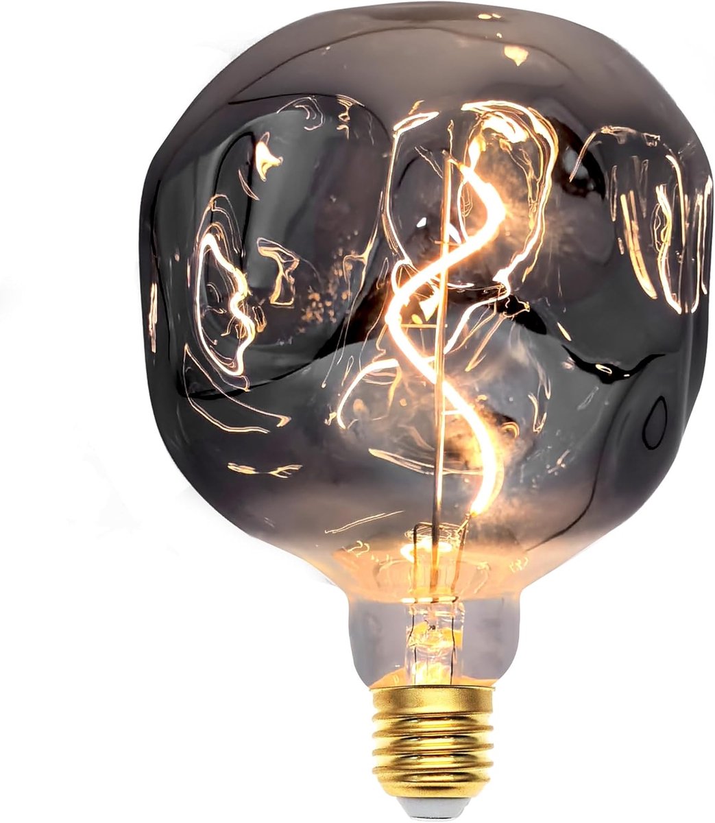 Vintage Gloeilamp E27, E27 LED Vintage Dimbaar 3W Retro LED Lamp Decoratieve Antieke Gloeilamp Ideaal voor Nostalgie en Retro Verlichting in de Home Café Bar -125mm - Grijs