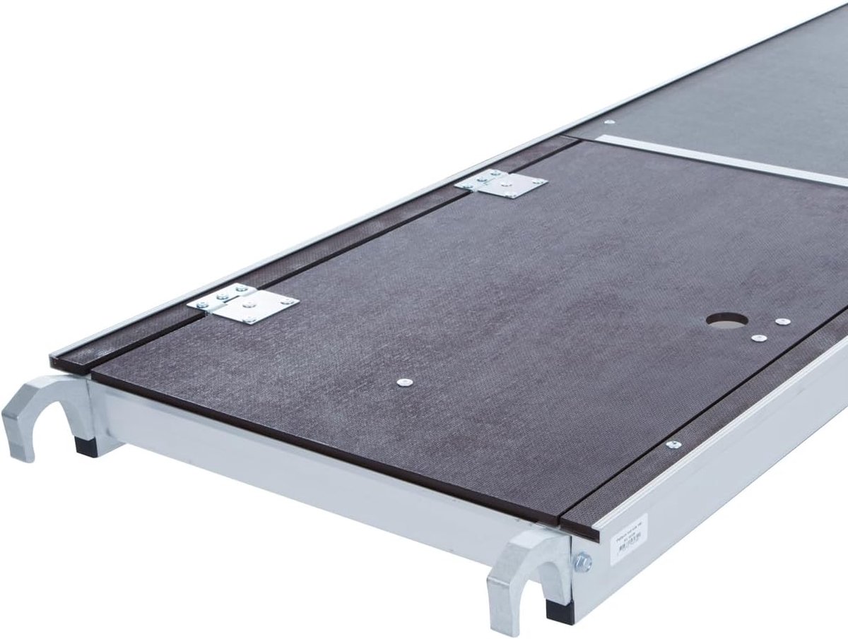 SnelShoppen - Rolling Scaffolding Platform 305 cm met Hatch, Mobiele Steiger, Veilig en Antislip, Hoogwaardige Hout en Aluminium, Perfect voor Klussen