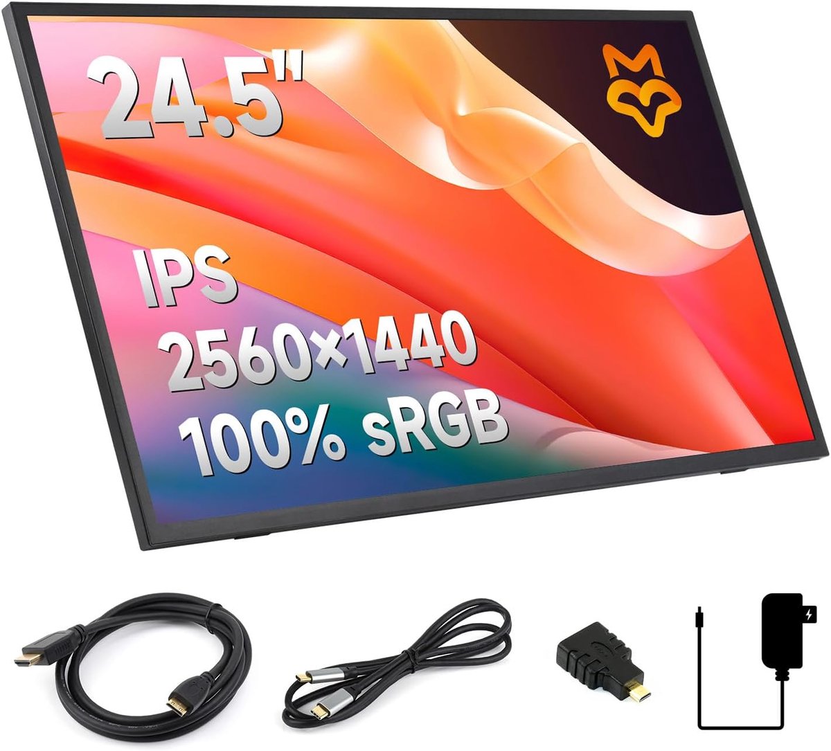 SnelShoppen - 24.5 Inch 2K Draagbare Monitor met Voet voor Raspberry Pi 5, 2560 x 1440 QHD, 165Hz IPS HDR, Type-C Plug & Play voor Gamers, PC, Smartph