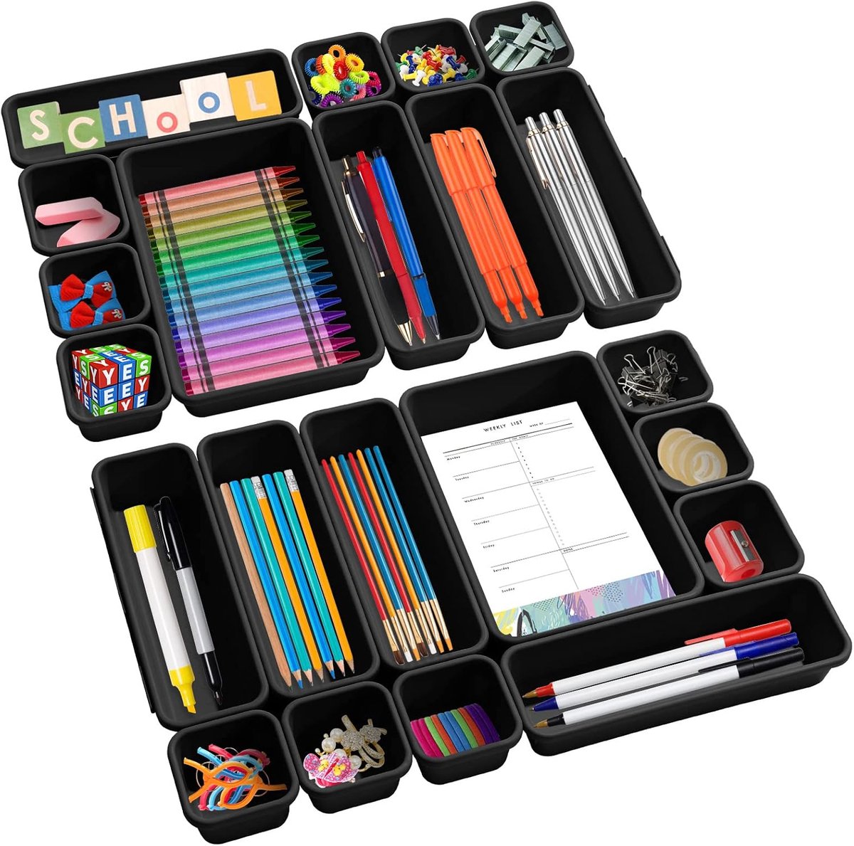wintfarm Bureaulade Organizer Netjes verdelers 22 stuks make-up verdelers 3 maten plastic trays voor opslag voor - ShopVlot