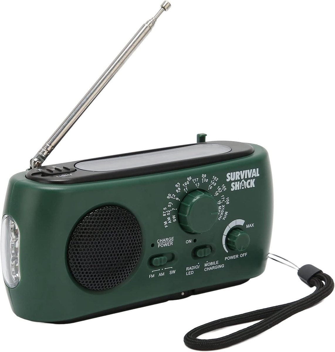 SnelShoppen - Crank Radio met Zonne-energie en LED Zaklamp, Draagbare Noodradio met AT/FM/SW, Handmatige Opwinding, Waterdicht voor Camping en Noodgev