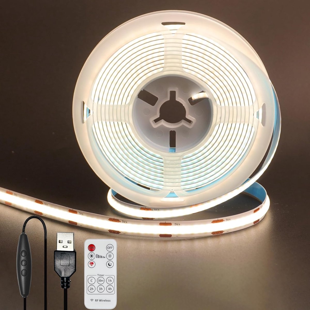 LED strip verlichting 8mm - dimbaar met afstandsbediening - natuurlijk wit 4000K - energiezuinig en veelzijdig - SnelShoppen