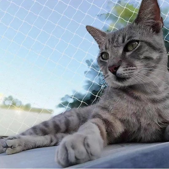 Transparant Kattennet - Nylon Wit - 3x4 Meter - UV-Bestendig - Voor Balkon en Terras — afbeelding 3