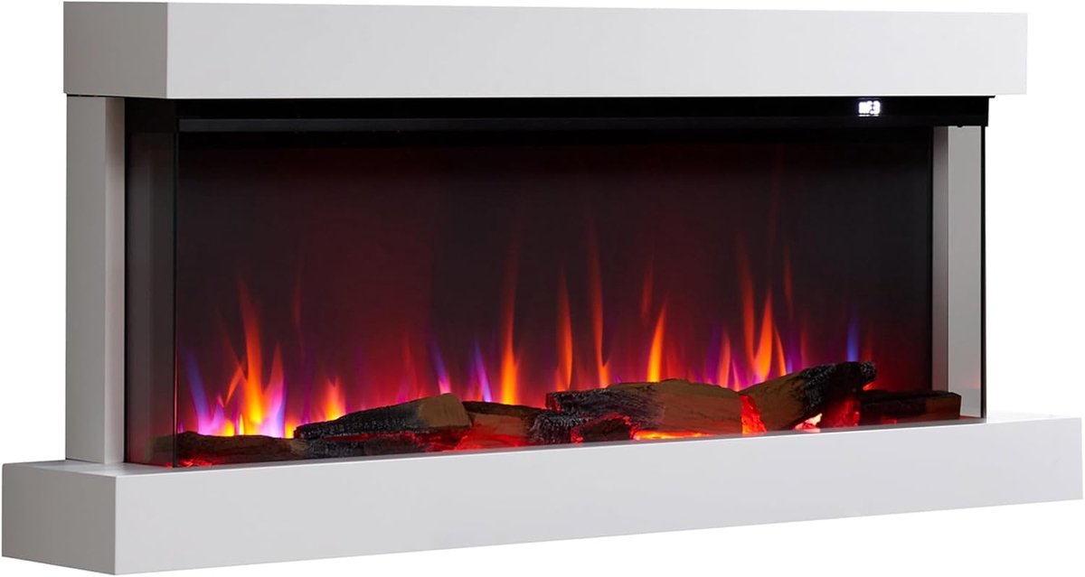 SnelShoppen - Elektrische Wandhaard BALDERIA Achilles L, 1500 W, 3D Vlam Effect, LED Verlichting, WiFi en App Bediening, Crackling Geluid, Afstandsbed