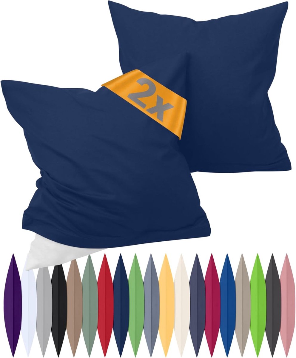SnelShoppen - Renforcé Kussenhoezen Dubbelpakket 100% Katoen, 40x40 cm, Eenvoudig en Stijlvol, Navy Blauw, Ideaal voor Woonkamer, Tuin, en Feestjes