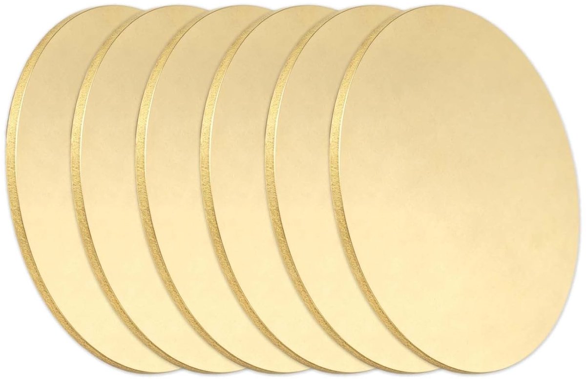 Ronde messing platen set van 6 stuks, 1,5 x 30 mm, ideaal voor kunsthandwerk, sieraden maken en modelbouw projecten