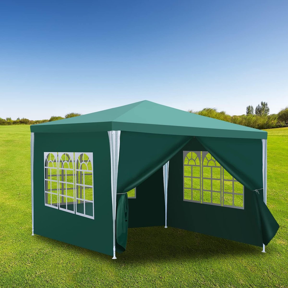 SnelShoppen - Gimisgu Paviljoen 3x3 m, Waterdichte Tuin Tent, Partytent Groen met 4 Zijpanelen en Ramen, UV-Bescherming, Hoogwaardige Gazebo voor Fest