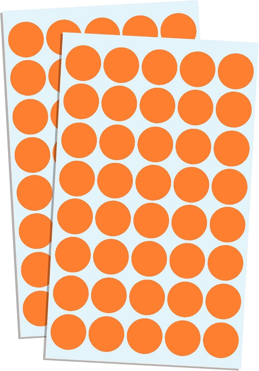 SnelShoppen - 8000 Stuks 20mm Ronde Stickers Gekleurde Stippenstickers Zelfklevende Etiketten Oranje voor Feest, Creatief, School en Organisatie