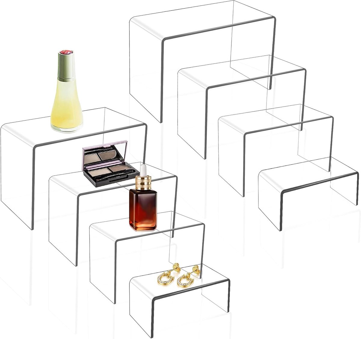 SnelShoppen - 8 Stuks Acryl Display Stand - 4 Maten - Transparante Display Rek - Parfum Organiser - Cupcake Dessert Stand - Decoratie voor Poppen Figu