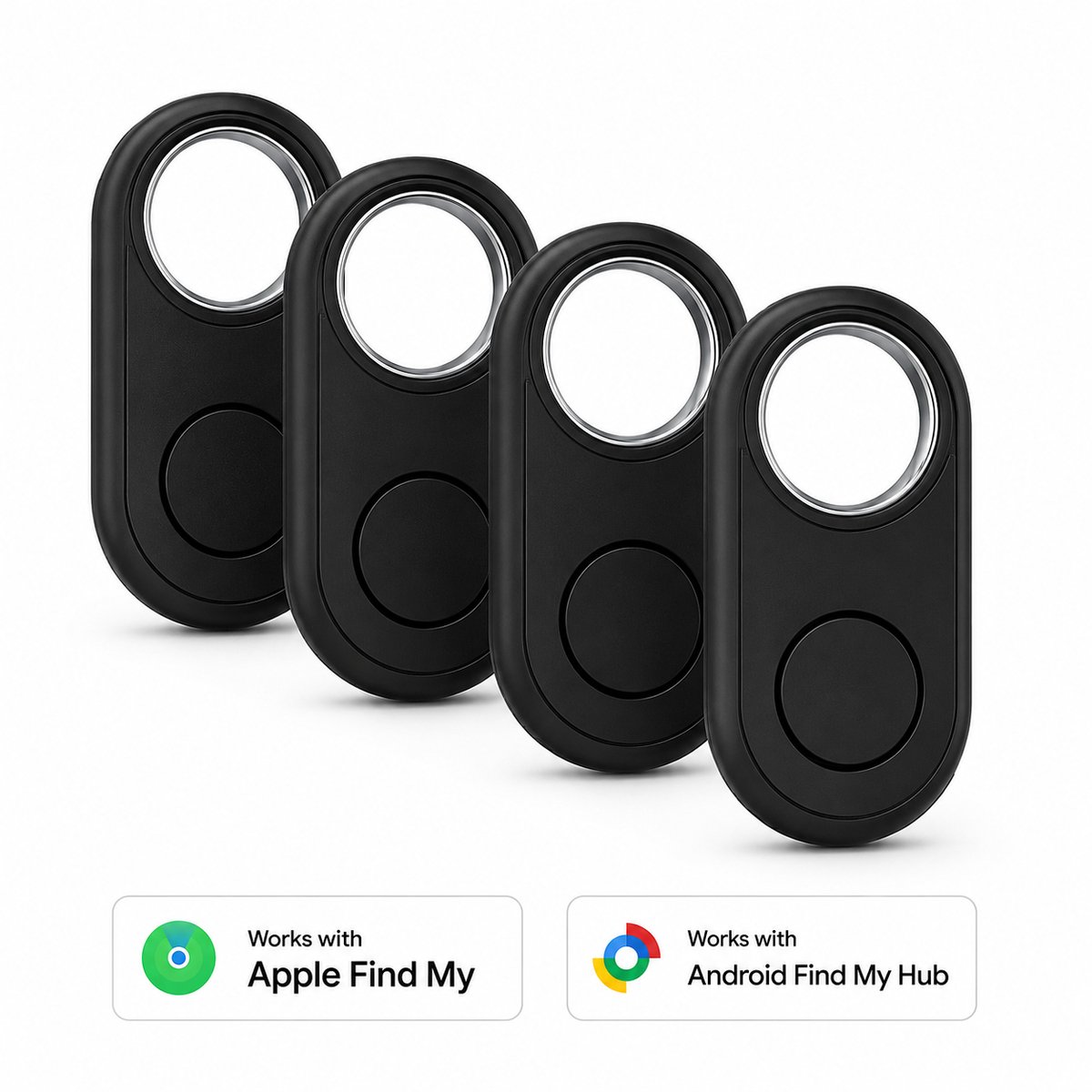 GPS Tracker - 4 stuks - Android & IOS Smart Tag - Key Finder zonder abonnement - Werkt met Google Find My Device & Apple Find My - Water en stofdicht - Geschikt voor kinderen/honden/katten/koffers