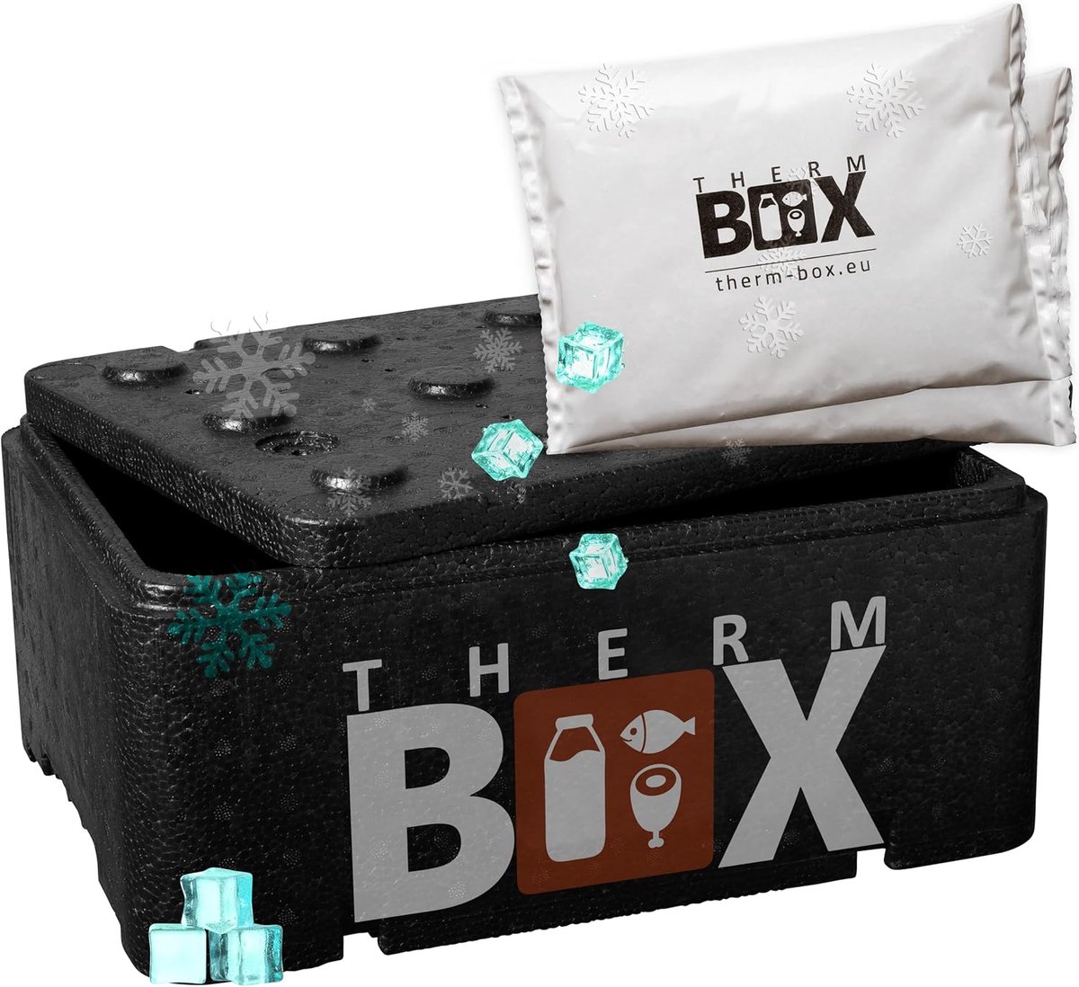 SnelShoppen - Professionele Thermobox 12L met 2x Koelaccu - Herbruikbare Piepschuimbox voor Camping, Feest, Tuin en Keuken - Afmetingen 36x26x13cm