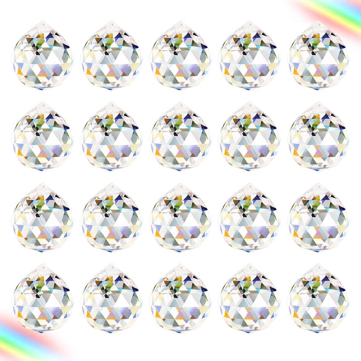 Transparante kristallen bal 20 mm - 20 stuks - feng shui decoratie - sfeervolle uitstraling - ShopVlot