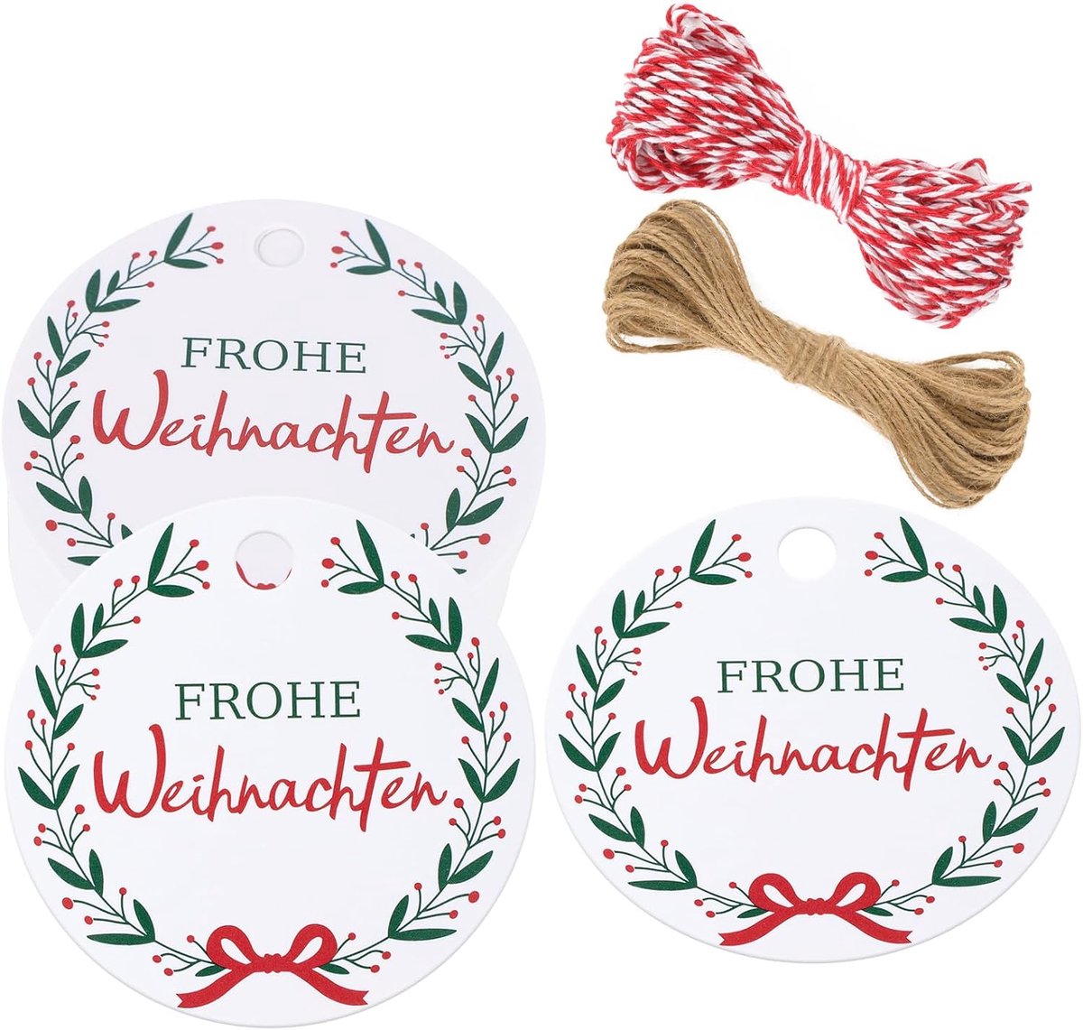 jijAcraft Frohe hangers, 100 stuks, cadeauhangers, , rond