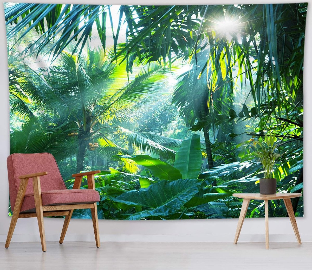 Jungle Tapestry Tropisch Palmblad Muur Opknoping Tapestry Groene