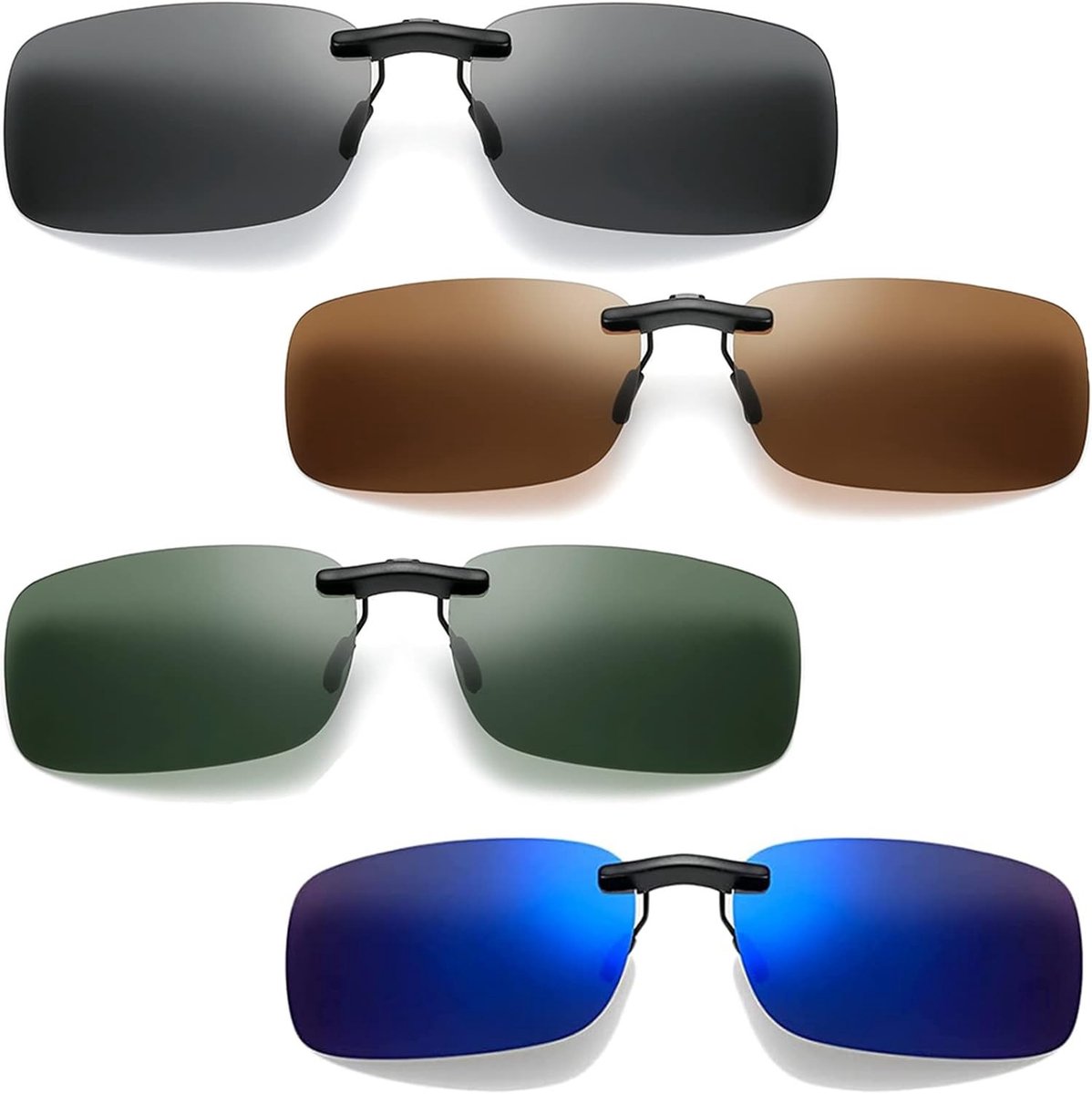 Polariserende Zonnebril Clips - 4 Kleuren, Randloze Myopie Lenzen voor Mannen en Vrouwen, UV-bescherming en Comfortabel Draagcomfort