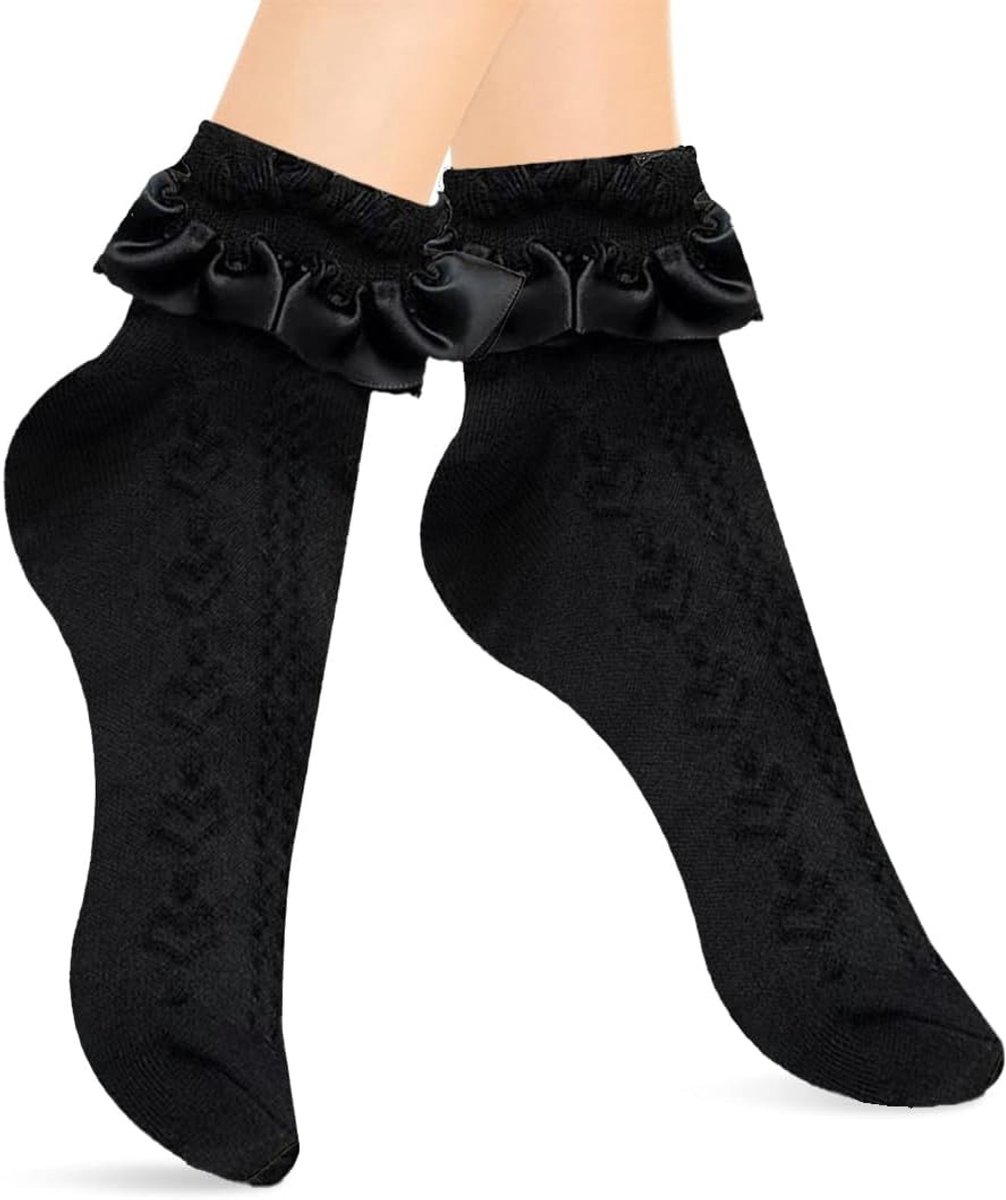 Elegante Ruffle Sokken voor Dames, Kanten Enkelsokken, Perfect voor Kostuums en Feestjes