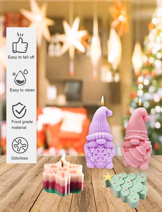 3D Wichtel siliconenvorm, kerstman kaars siliconenvorm, kerstkaart — afbeelding 3