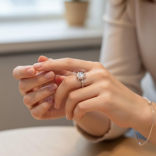 2 stuks anti-stress ring, draaibare fidget angst ring zonnebloem zon instelbare opening voor accessoires, ontspannen — afbeelding 2