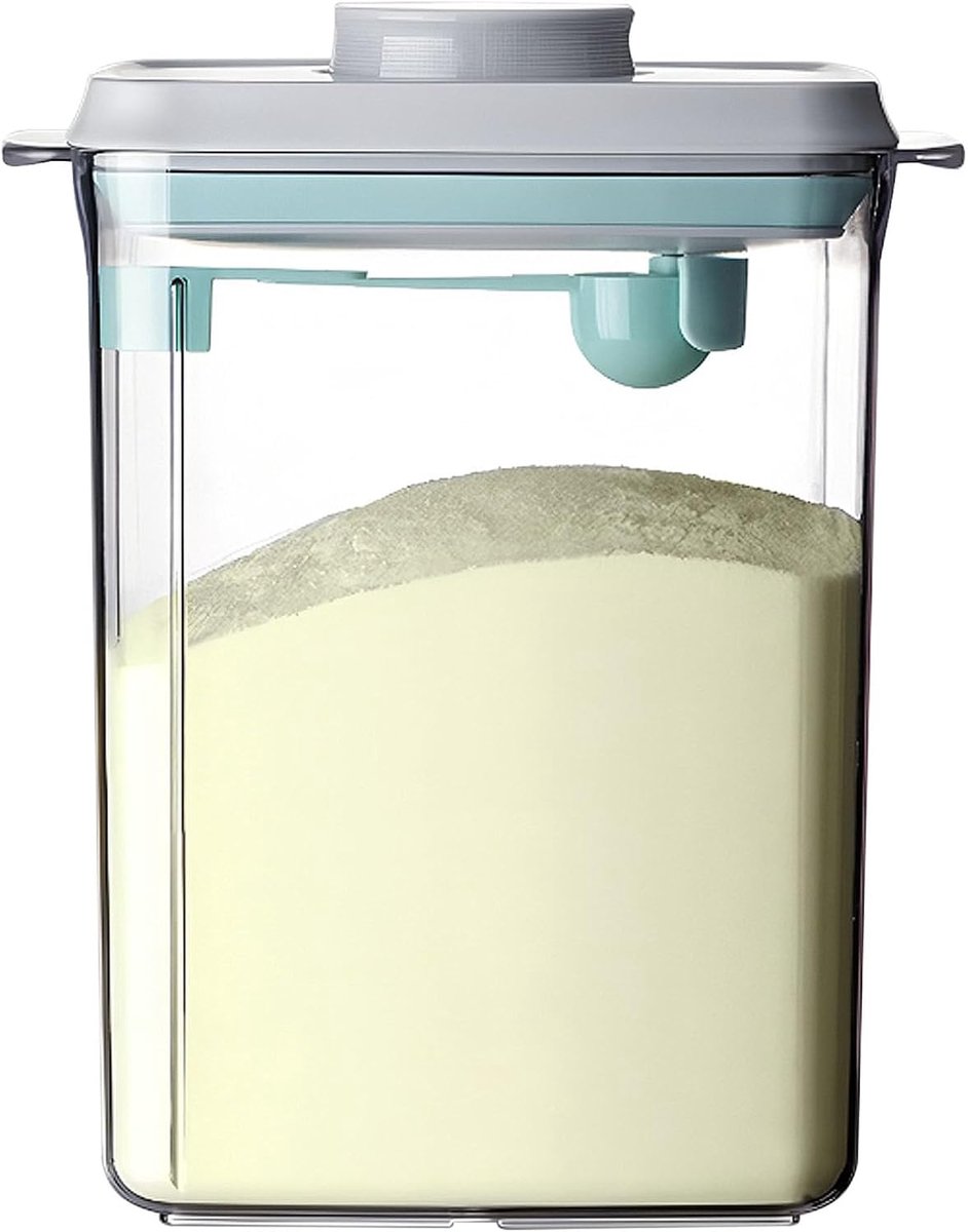Melkpoeder opbergdoos 2300 ml Melkpoeder dispenser met lepel voor het bewaren van melkpoeder, peulvruchten en meel (Transparant 2300 ml)