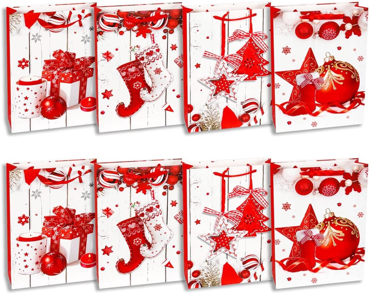Cadeautassen - 8 stuks - Grote Tassen voor Cadeautasjes Kerstzak op 4