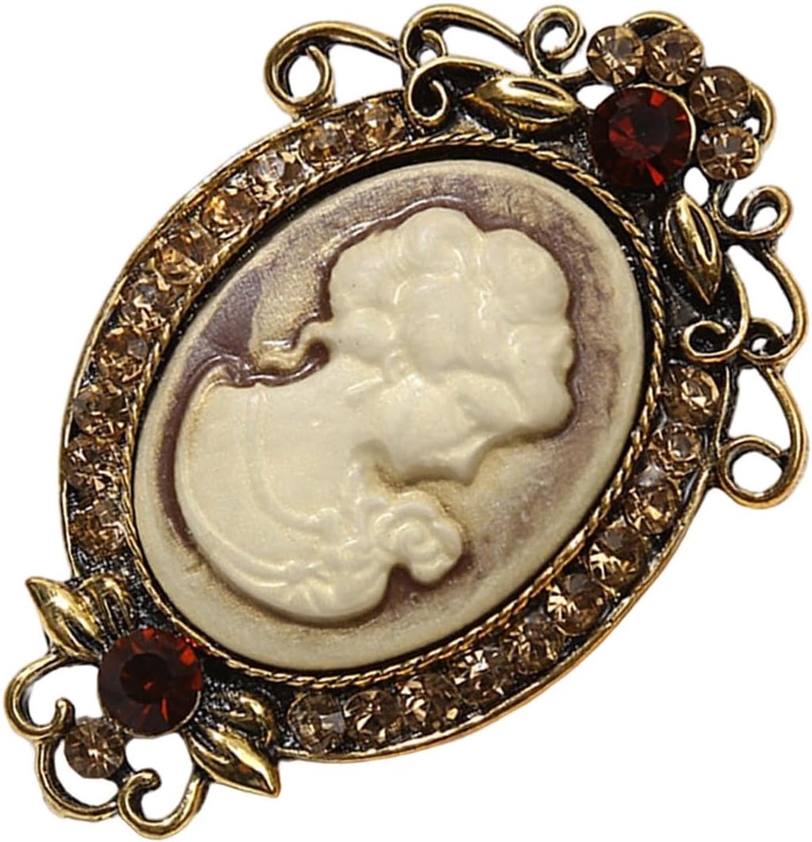 Elegante Vintage Cameo Broche Pin Set met Antiqued Gold Finish