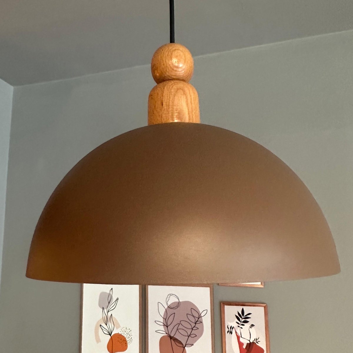 Bamyum Yimpi hanglamp, industriële Modern stijl, Ø30 cm, lichtbruin metalen lamp