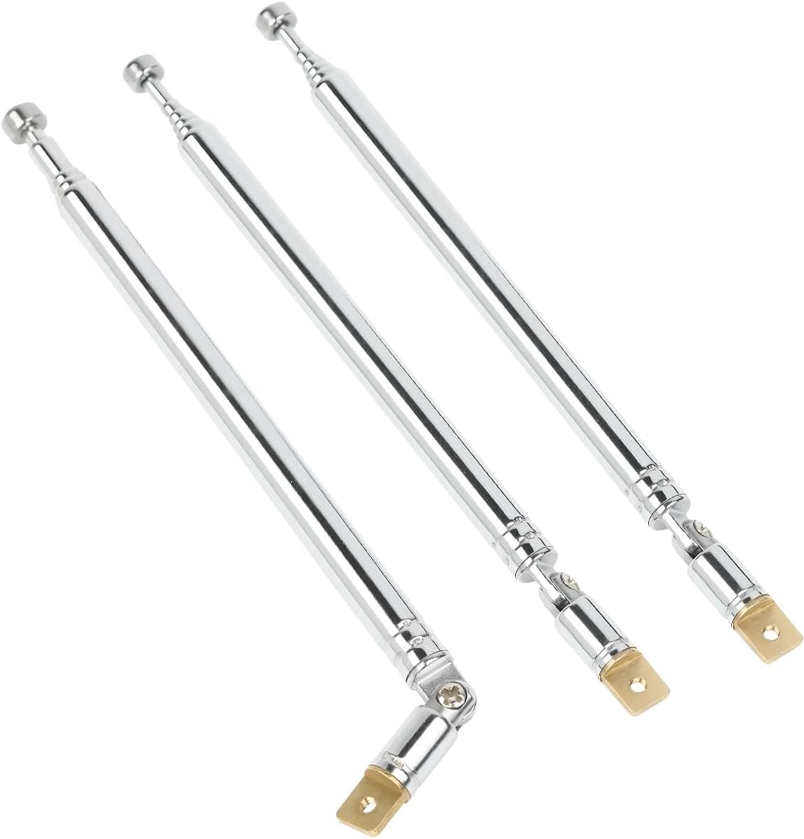 moinkerin Radio-antenne, 3 stuks, 76,5 cm, telescopische antenne, reserveantenne van roestvrij staal, universele antenne voor FM-radio-tv, 7 delen