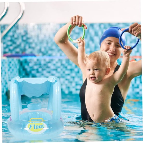 Baby Zwembad Float - Peuter Zwemband - Veilig Zwemmen - Met Zonnescherm - 68x58x56 cm - Blauw — afbeelding 2