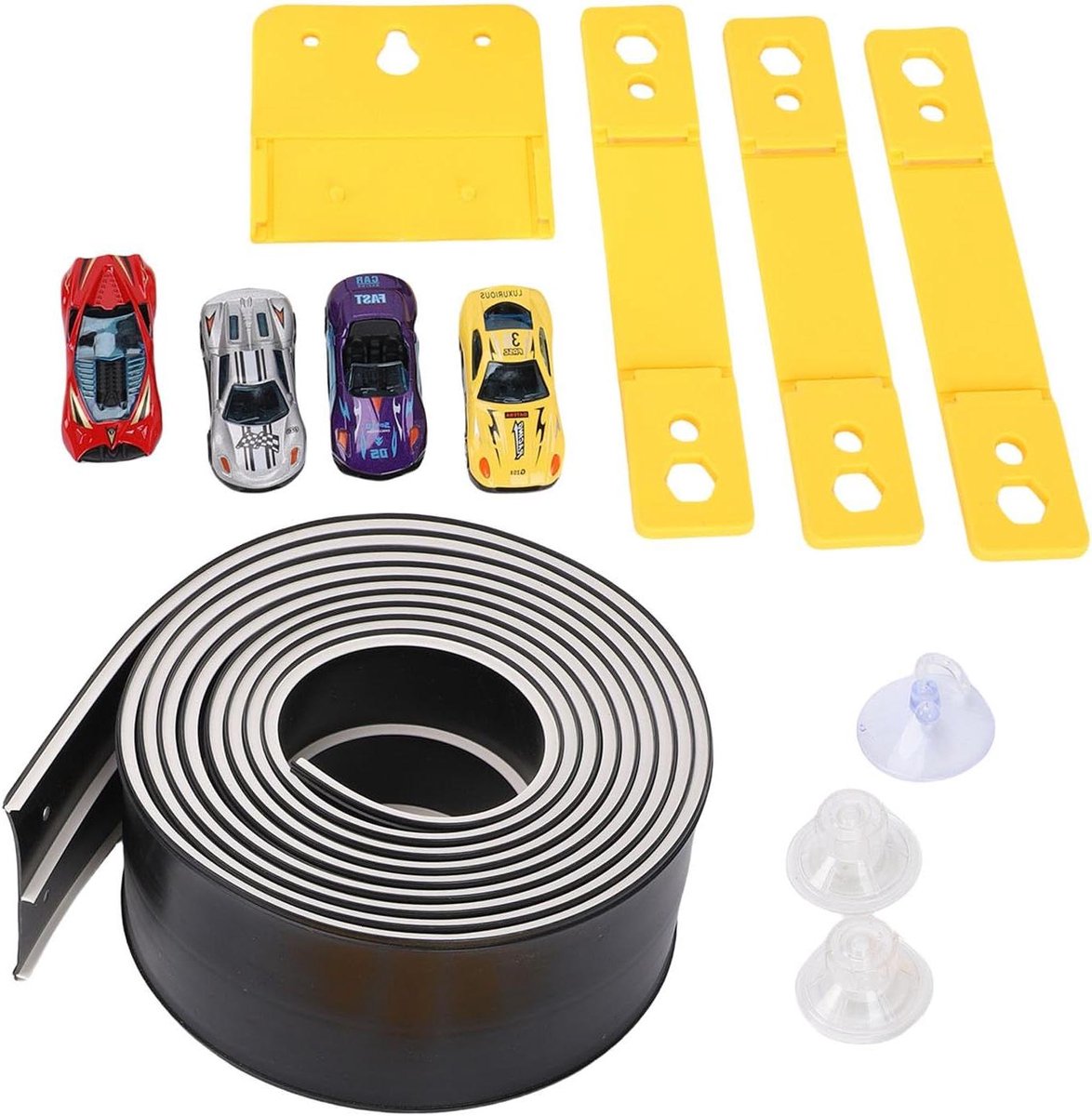 Flexibele Raceautobaan - Oprolbare Baan Speelgoedbaan - Kinderspel - Zwaartekracht aangedreven - 25 x 25 x 11 cm - Zwart