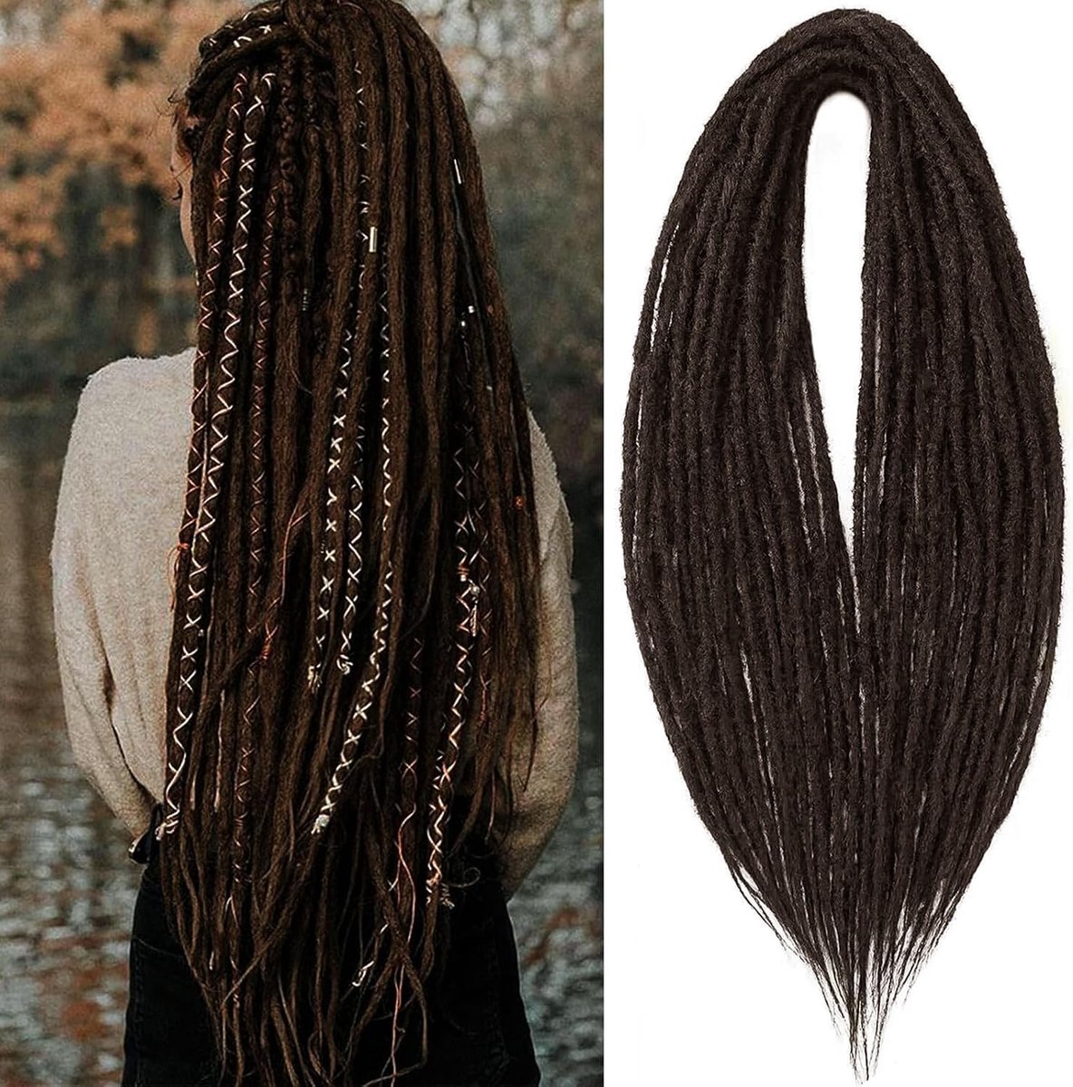 Dreadlocks Extensions, 10 strengen, handgemaakte dreadlock gehaakt